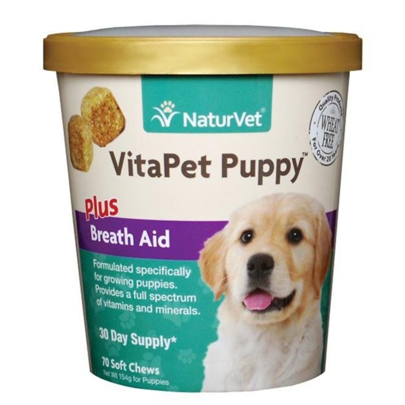 NaturVet VitaPet (Puppy) Daily Vitamins Plus Breath Aid Soft Chew Dog Supplement (70 Count)