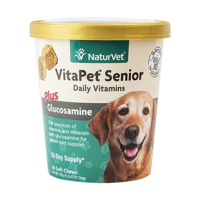 NaturVet VitaPet (Senior) Daily Vitamins Plus Glucosamine Soft Chew Dog Supplement (60 Count)