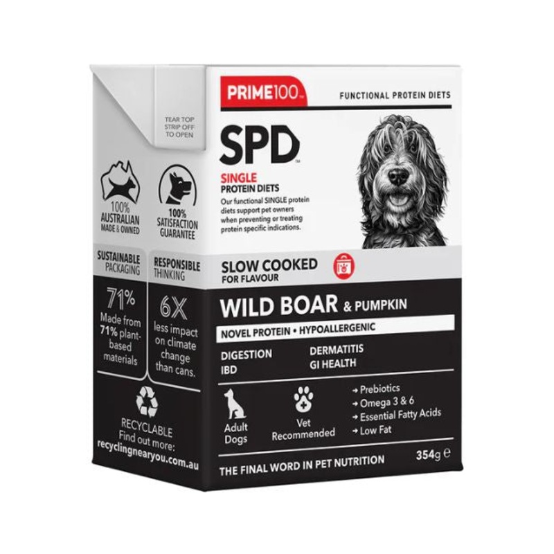 Prime100 SPD Single Protein Diets Slow Cooked Wet Dog Food (Wild Boar & Pumpkin)