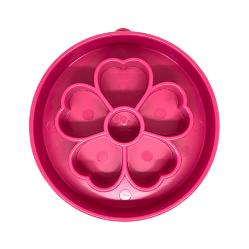 SodaPup Enrichment Slow Feeder Bowl For Dogs (Round / Pink Flower)