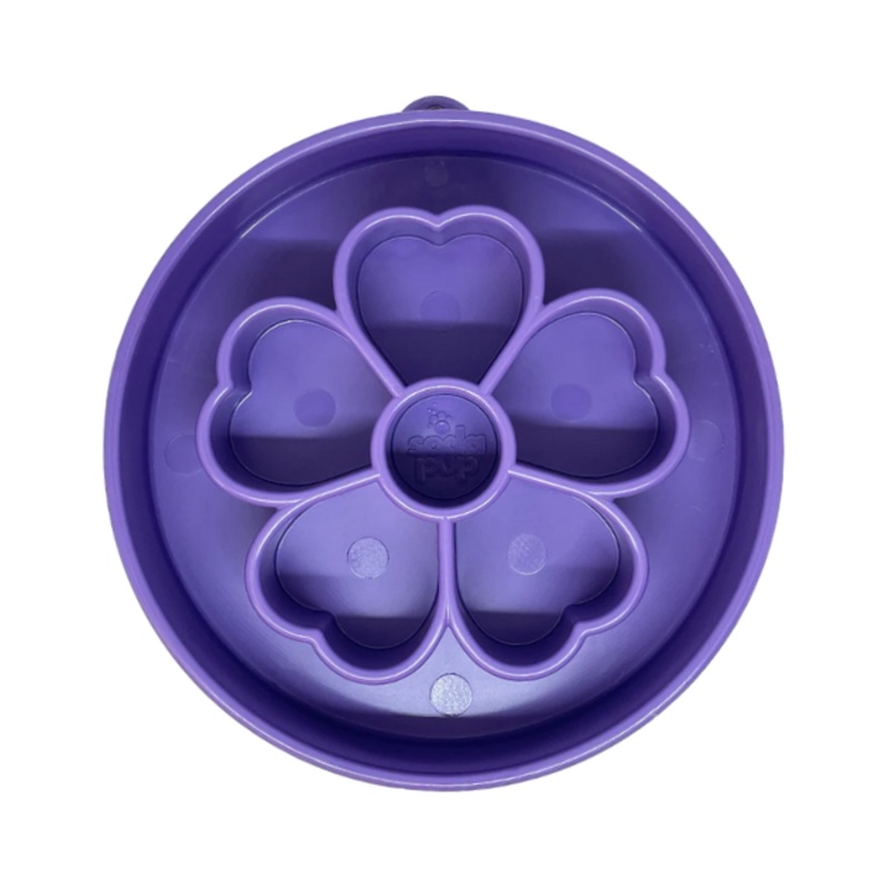 SodaPup Enrichment Slow Feeder Bowl For Dogs (Round / Purple Flower)