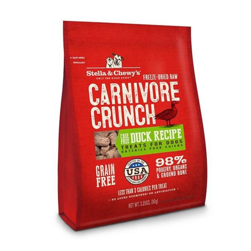 Stella & Chewys Freeze Dried Carnivore Crunch Cage Free Duck Recipe Dog Treats