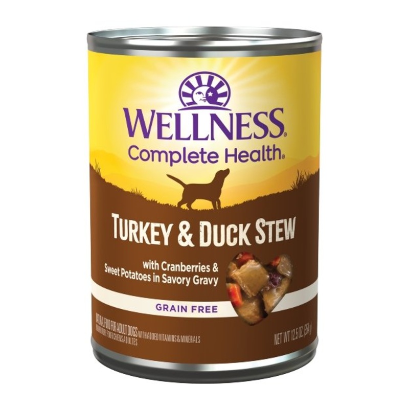 Wellness Complete Health Grain-Free Turkey & Duck Stew with Cranberries & Sweet Potatoes in Savory Gravy Wet Dog Food