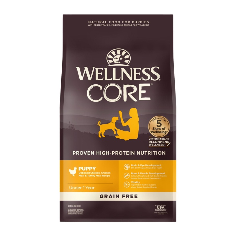 Wellness CORE Grain Free Puppy Dry Dog Food (Deboned Chicken, Chicken Meal & Turkey Meal Recipe)