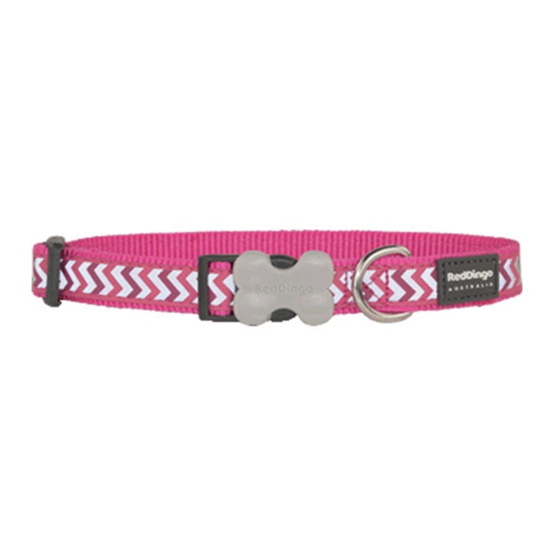 Red Dingo Ziggy Reflective Dog Collar (Hot Pink)