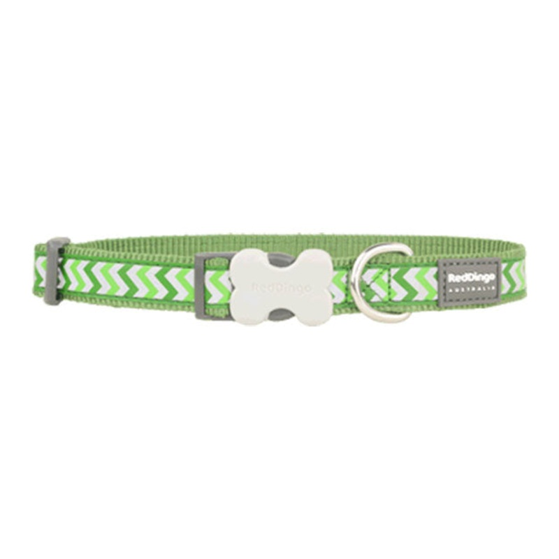 Red Dingo Ziggy Reflective Dog Collar (Lime Green)