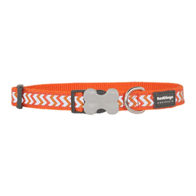 Red Dingo Ziggy Reflective Dog Collar (Orange)