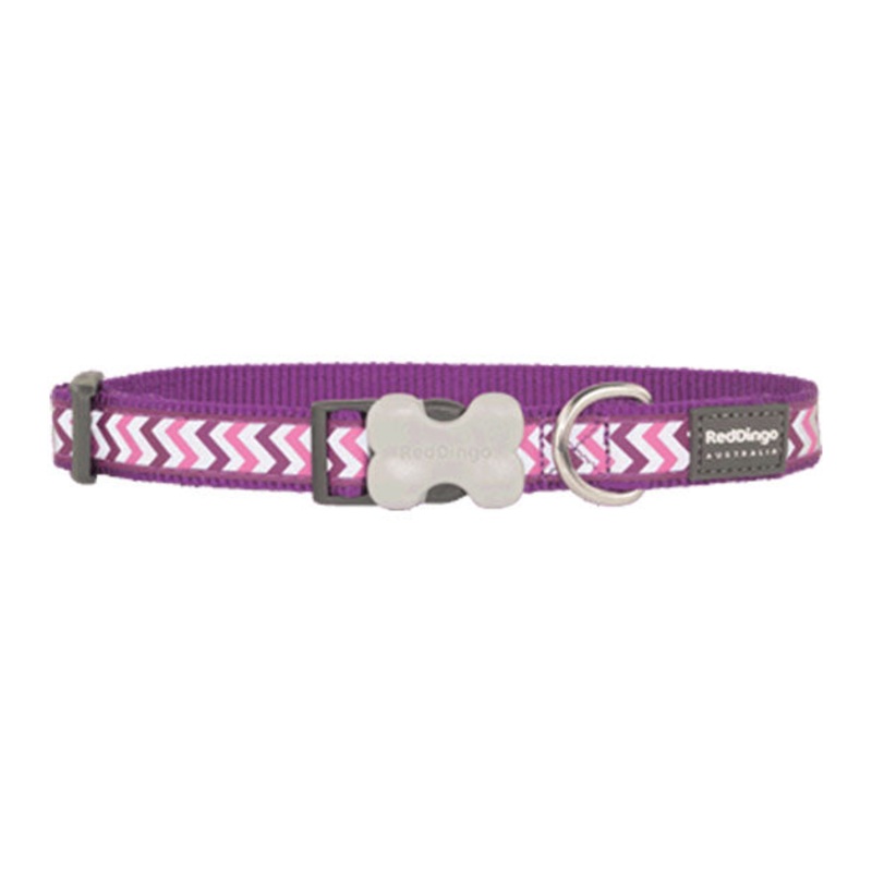 Red Dingo Ziggy Reflective Dog Collar (Purple)