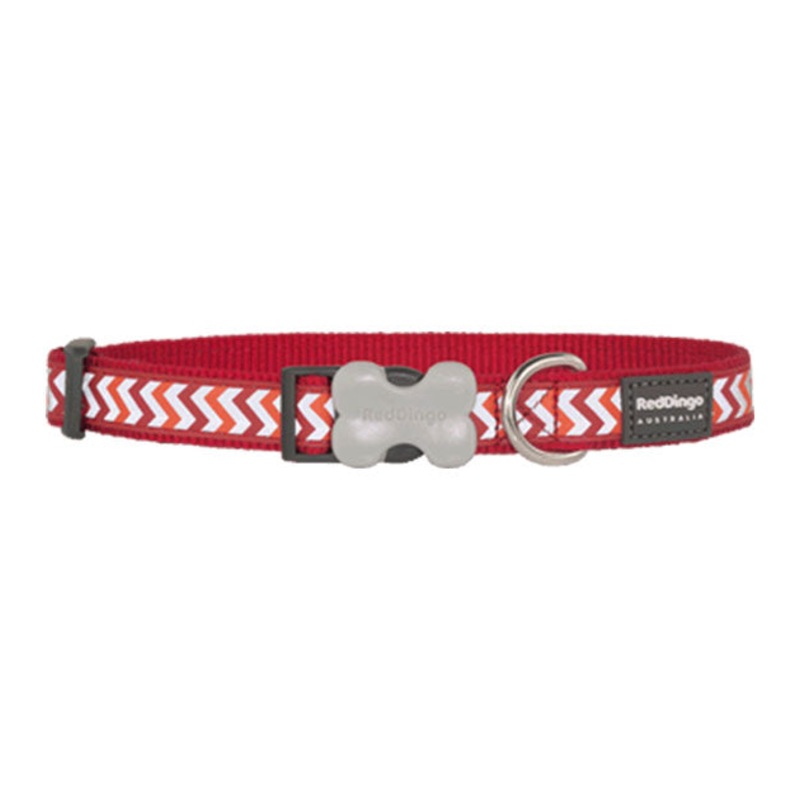 Red Dingo Ziggy Reflective Dog Collar (Red)