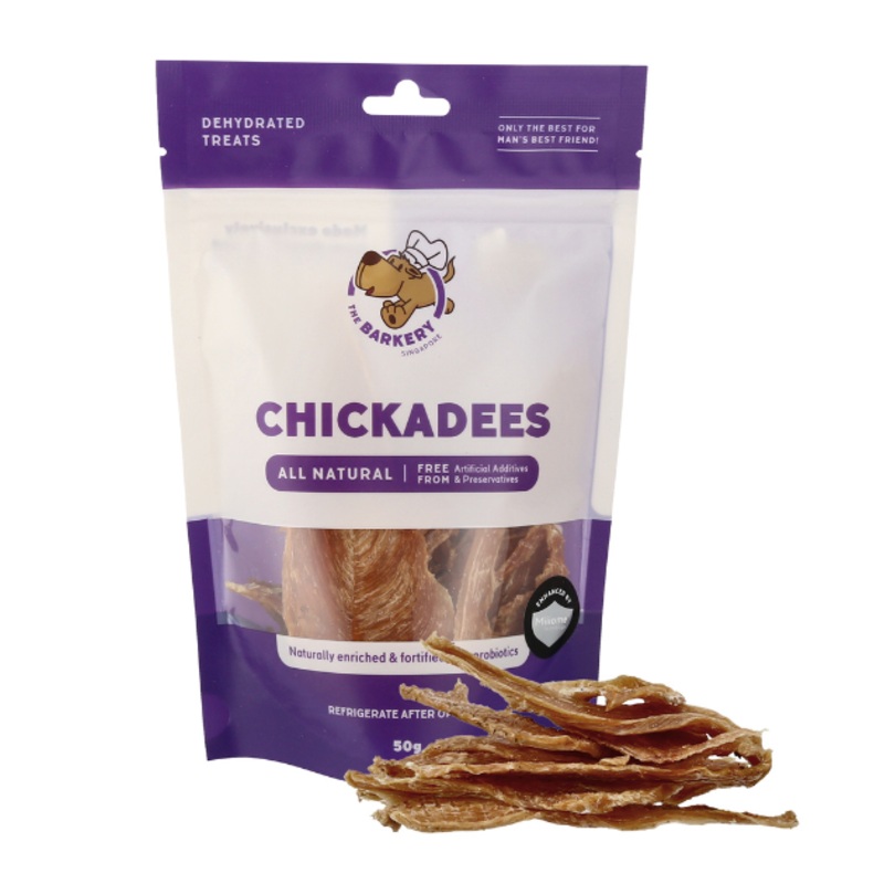 The Barkery Chickadees Dehydrated Probiotic Chicken Breast Dog Treats