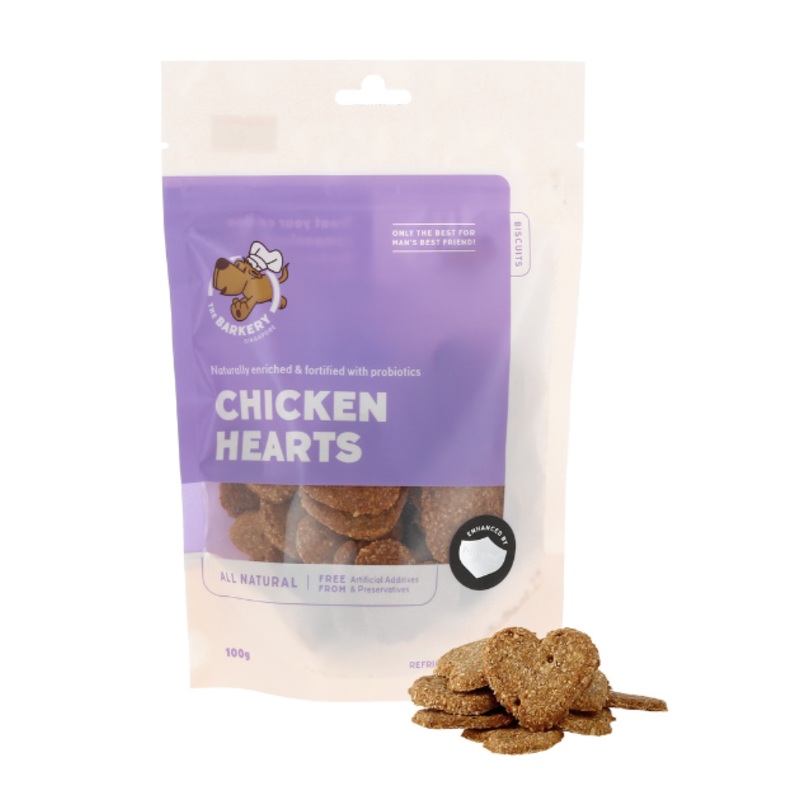 The Barkery Chicken Hearts Chicken Biscuits Dog Treats