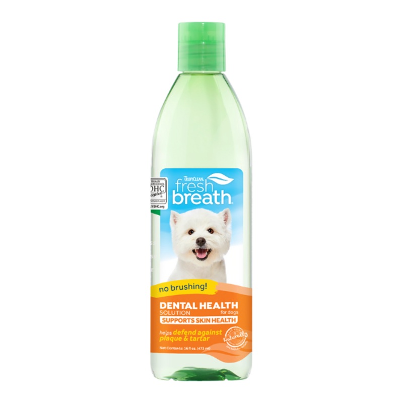 TropiClean Fresh Breath No Brushing Dental Health Solution for Dogs (Supports Skin Health)