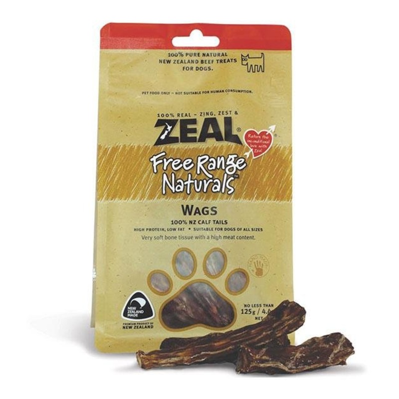 Zeal Free Range Air Dried Dog Treats (Calf Tail Wags)