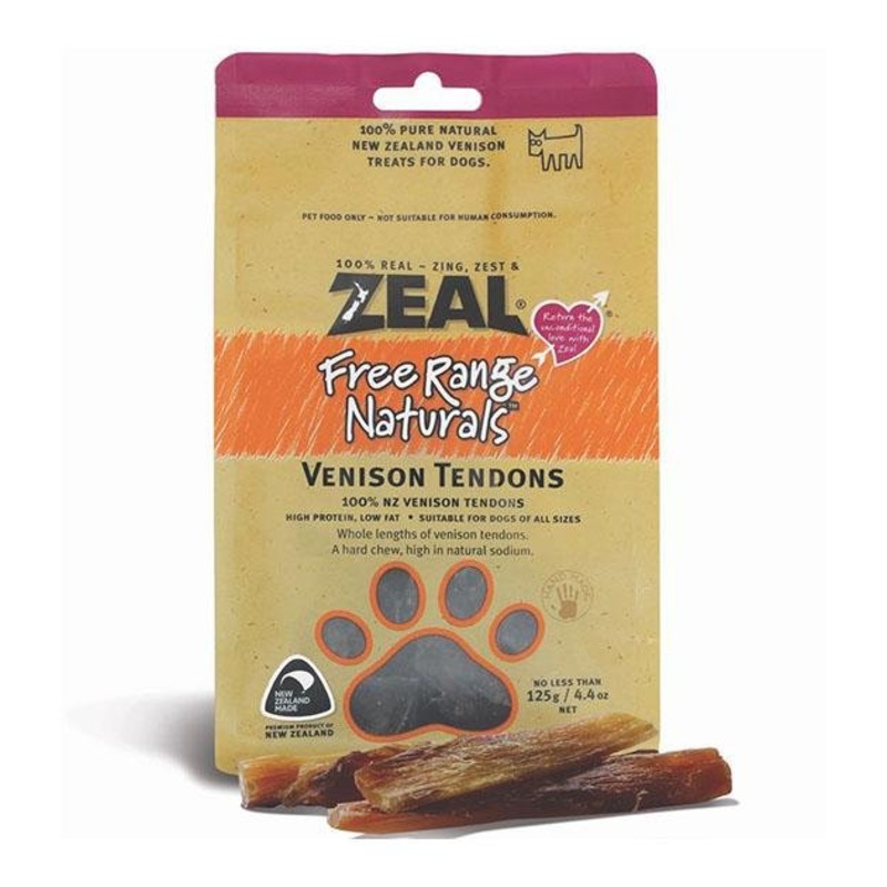 Zeal Free Range Air Dried Dog Treats (Venison Tendons)