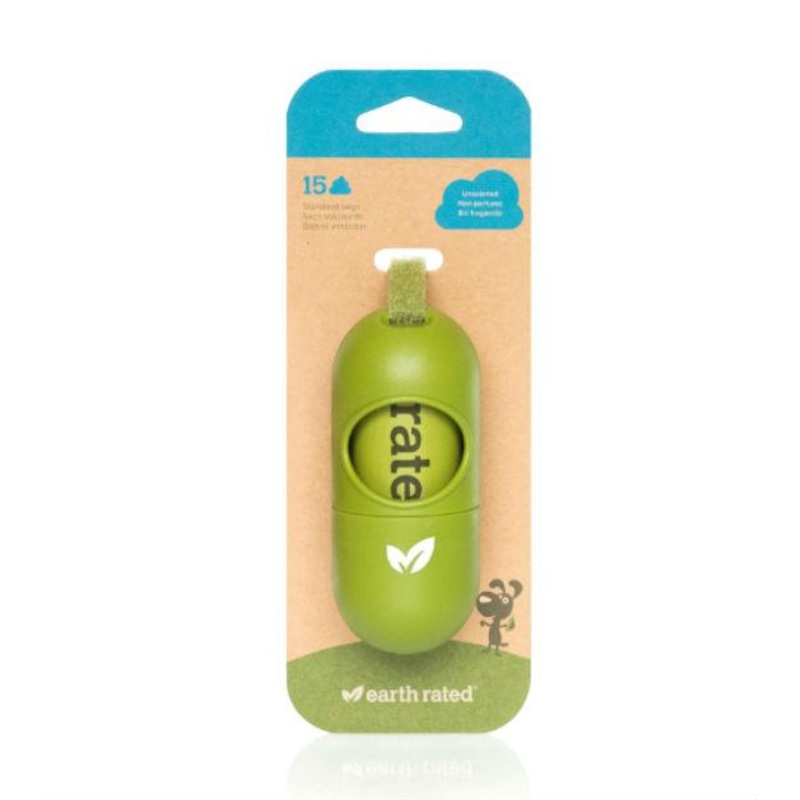 Earth Rated Eco-Friendly Leash Dispenser Bio Poop Bags (15 Unscented Bags)