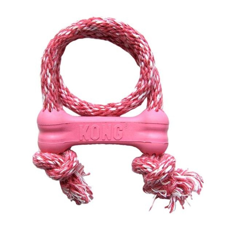 Kong Puppy Goodie Bone With Rope Dog Toy (Assorted Colours)