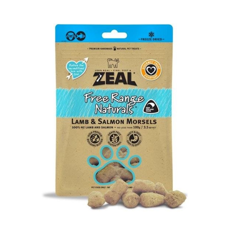 Zeal Free Range Freeze Dried Cat and Dog Treats (Lamb & Salmon Morsels)