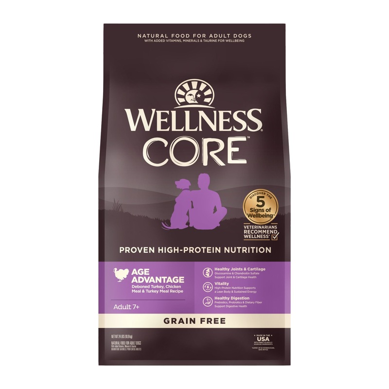 Wellness CORE Grain Free Age Advantage Adult7+ Dry Dog Food (Deboned Turkey, Chicken Meal & Turkey Meal Recipe)