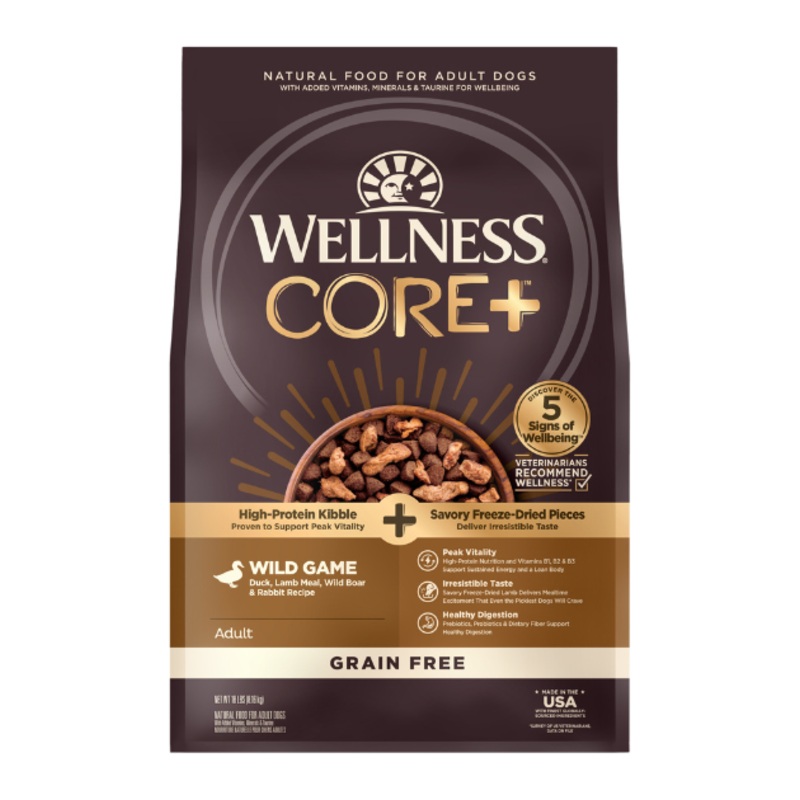 Wellness CORE+ Grain Free Wild Game Adult Dry Dog Food (Duck, Lamb Meal, Wild Boar & Rabbit Recipe)