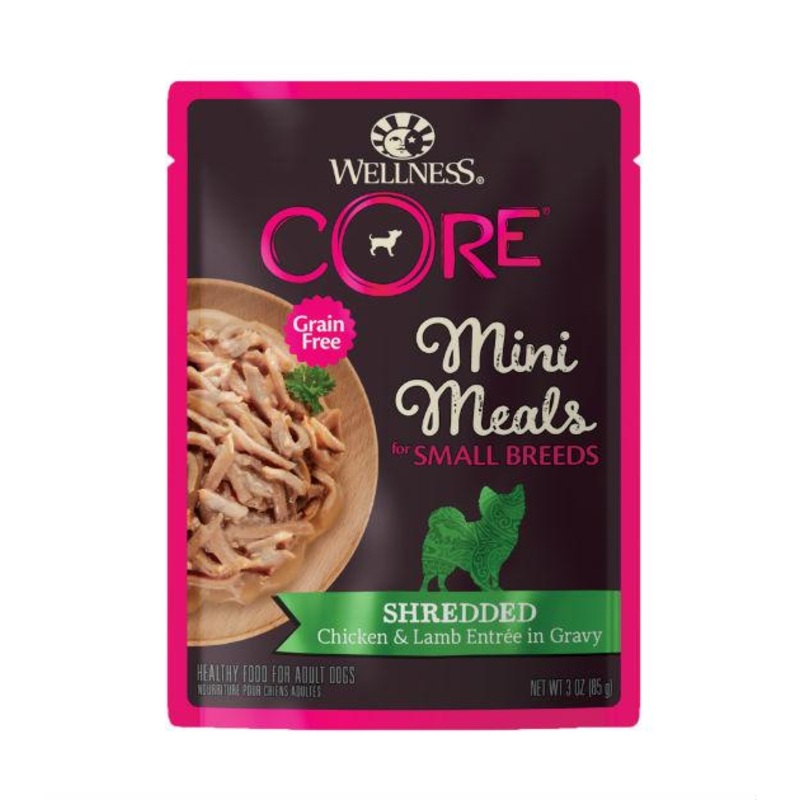 Wellness Core Small Breed Mini Meals Shredded Chicken & Lamb Entree in Gravy Dog Food Mixer