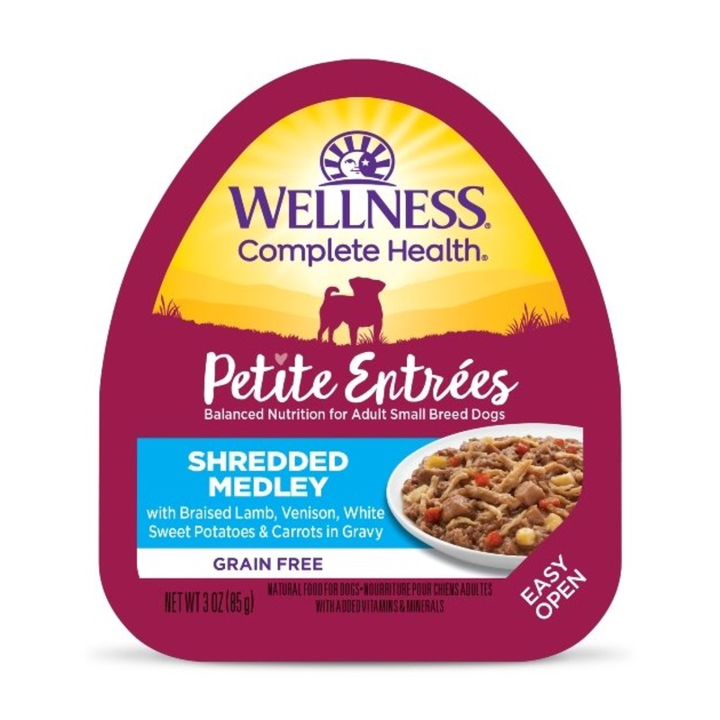 Wellness Petite Entrees Shredded Medley (Braised Lamb, Venison, White Sweet Potatoes & Carrots) Wet Dog Food