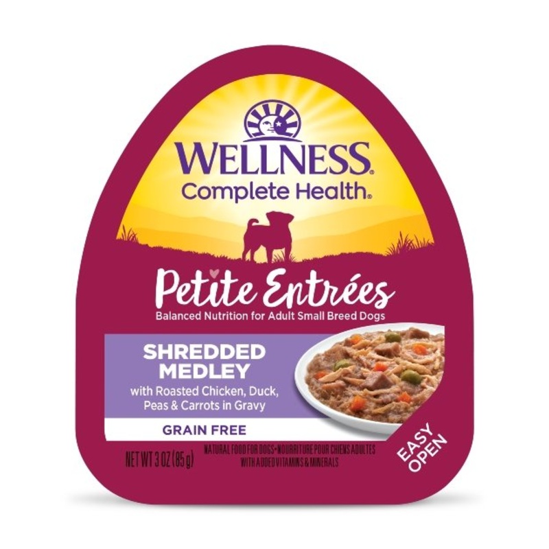 Wellness Petite Entrees Shredded Medley (Roasted Chicken, Duck, Peas & Carrots) Wet Dog Food