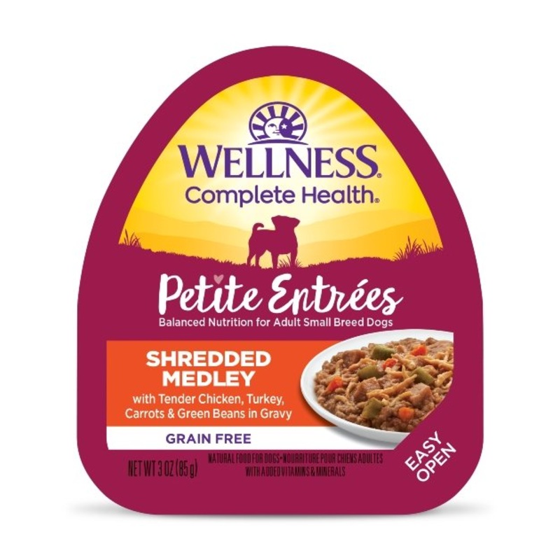 Wellness Petite Entrees Shredded Medley (Tender Chicken, Turkey, Carrots & Green Beans) Wet Dog Food