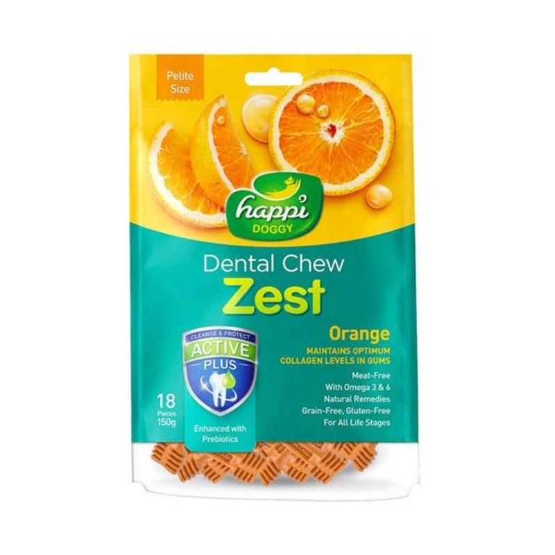 Happi Skippi (Happi Doggy) ZEST Petite Dental Dog Chews (Orange)