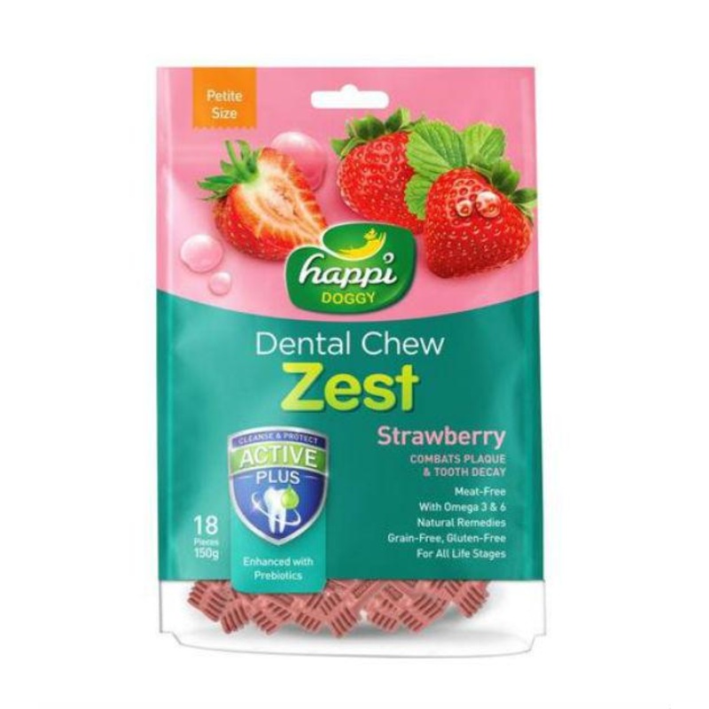 Happi Skippi (Happi Doggy) ZEST Petite Dental Dog Chews (Strawberry)