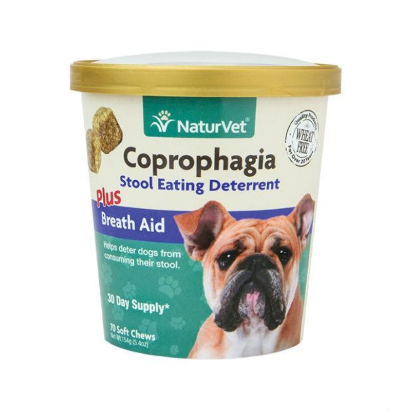NaturVet Coprophagia (Stool Eating) Deterrent Plus Breath Aid Soft Chews Dog Supplement (70 Count)