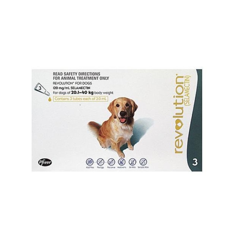 Revolution Heartworm, Flea & Tick Treatment For Large Dogs (40.1lb - 85lb / 20kg - 40kg)