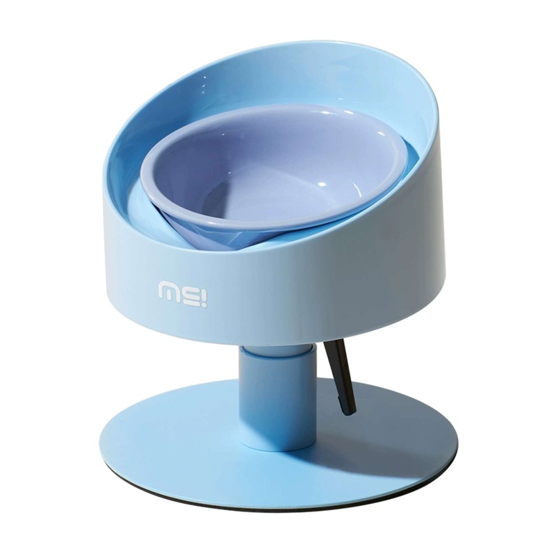 makesure Adjustable Height Angled Ceramic Feeder (Blue)