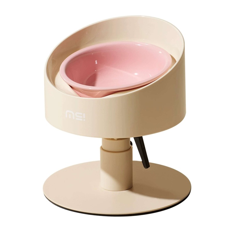 makesure Adjustable Height Angled Ceramic Feeder (Pink)