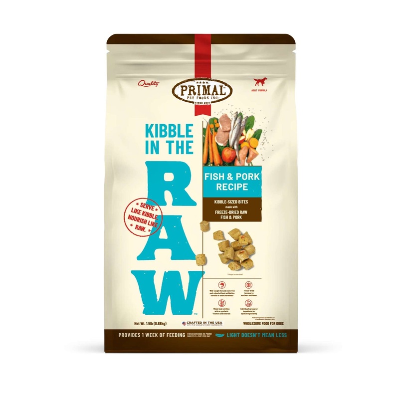 Primal Kibble in the Raw Freeze Dried Dog Food (Fish & Pork Recipe With Grains)