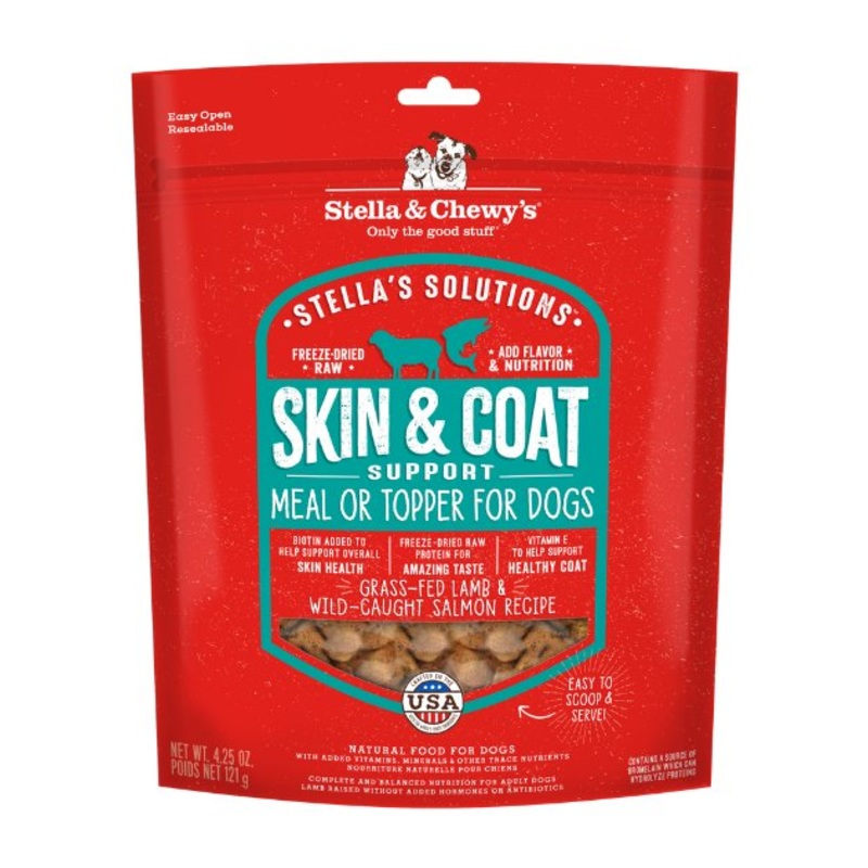 Stella & Chewy's Stella's Solutions (Skin & Coat Boost) Grass-Fed Lamb & Wild-Caught Salmon Freeze Dried Raw Dog Food