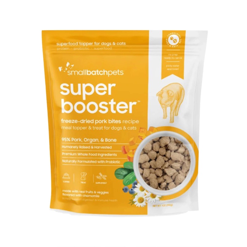Small Batch Super Booster Freeze-Dried Meal Topper & Treat for Dogs & Cats (Pork Bites)