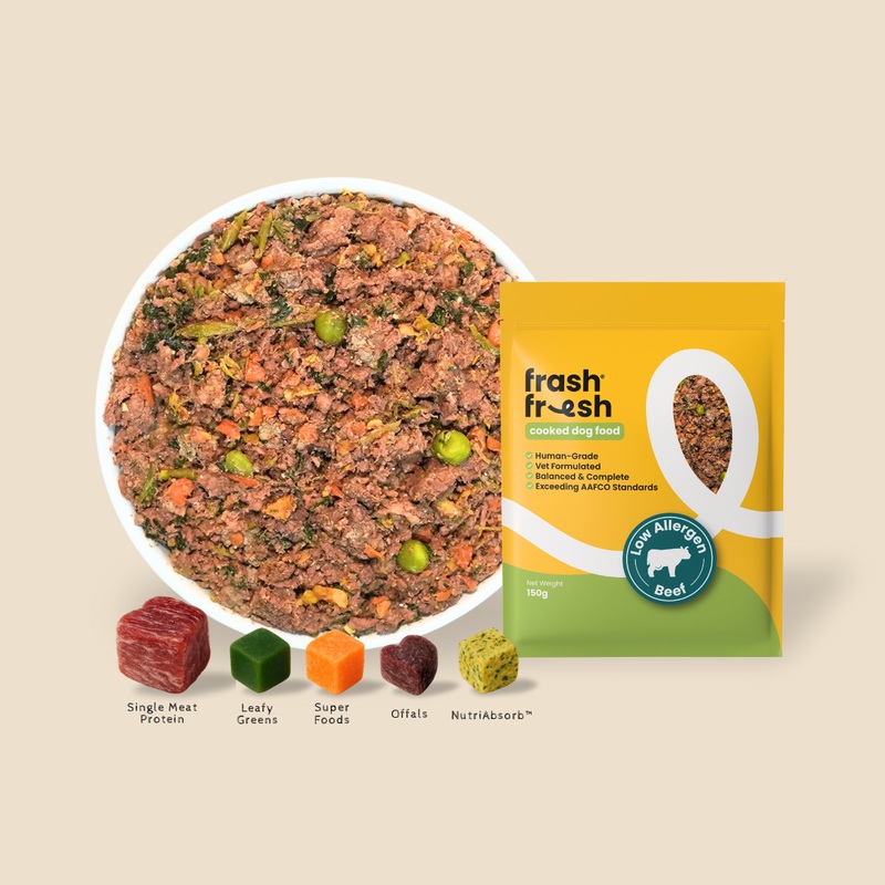 TRY & BUY: frashfresh Cooked Dog Food with NutriAbsorb (Low-Allergen BEEF)