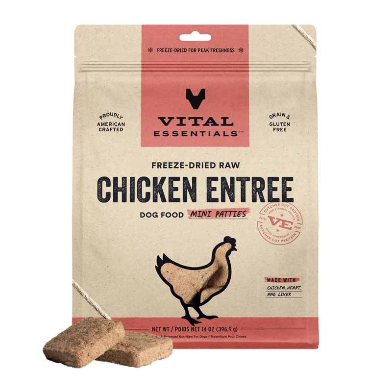 TRY & BUY: Vital Essentials Freeze Dried Raw MINI PATTIES Dog Food (Chicken)