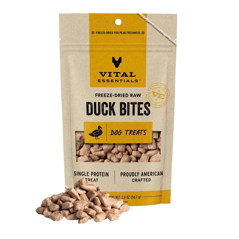 Vital Essentials Freeze Dried Raw Dog Treats (Duck Bites)
