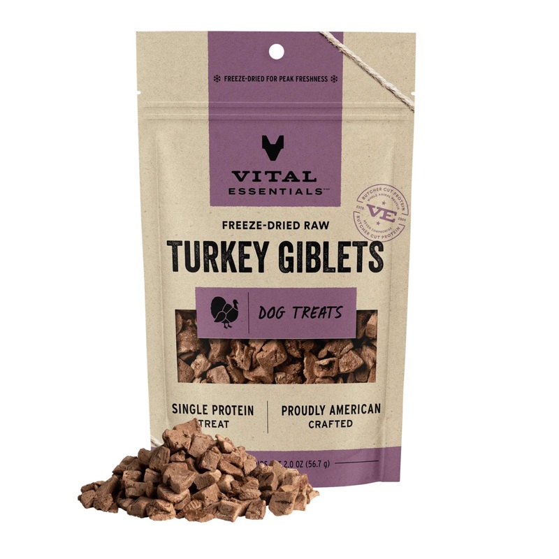 Vital Essentials Freeze Dried Raw Dog Treats (Turkey Giblets)