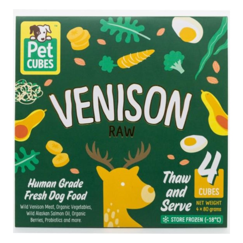 PetCubes Raw Dog Food (Venison Flank)