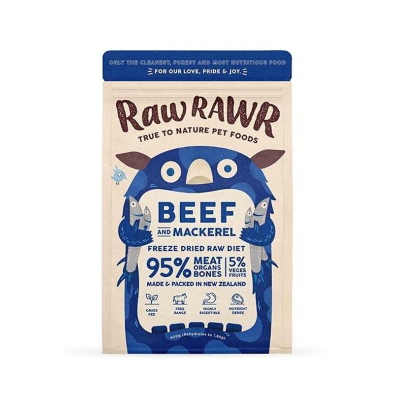 Raw Rawr's Freeze Dried Beef & Mackerel Balanced Diet Dog Food