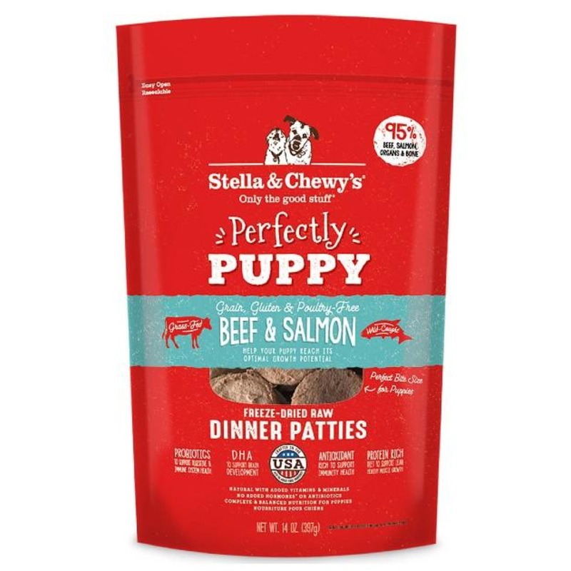 Stella & Chewys Freeze Dried Dinner Patties Dog Food (Perfectly Puppy - Beef & Salmon)
