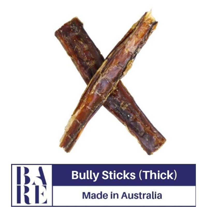 20% OFF: BARE Australian Premium Bully Sticks Dog Treats (Thick, 15cm Long Bully Sticks)