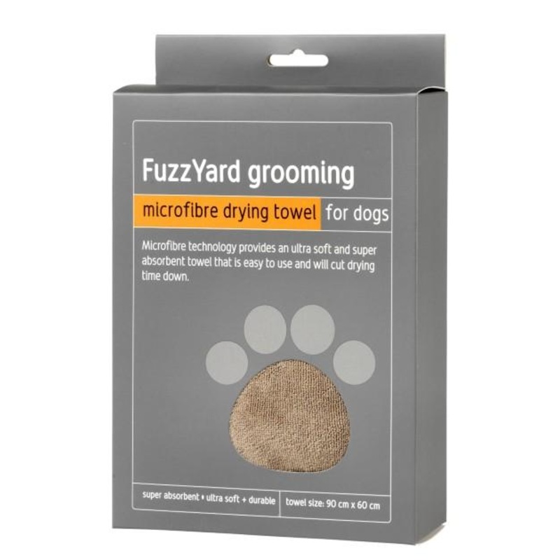 FuzzYard Microfibre Brown with Orange Trim Drying Towel For Dogs