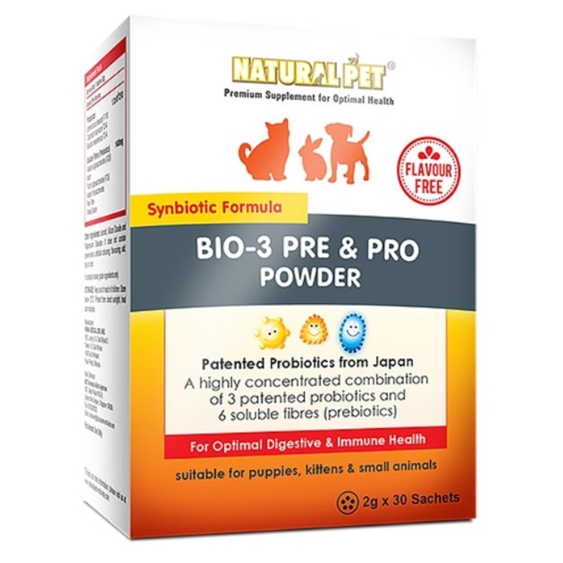 Natural Pet Bio3 Pre & Pro Powder (Flavour Free) for Cats & Dogs