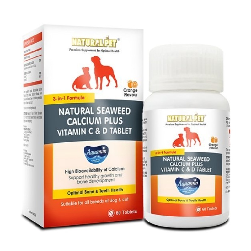 Natural Pet Natural Seaweed Calcium Plus Vitamin C & D Tablet for Cats & Dogs