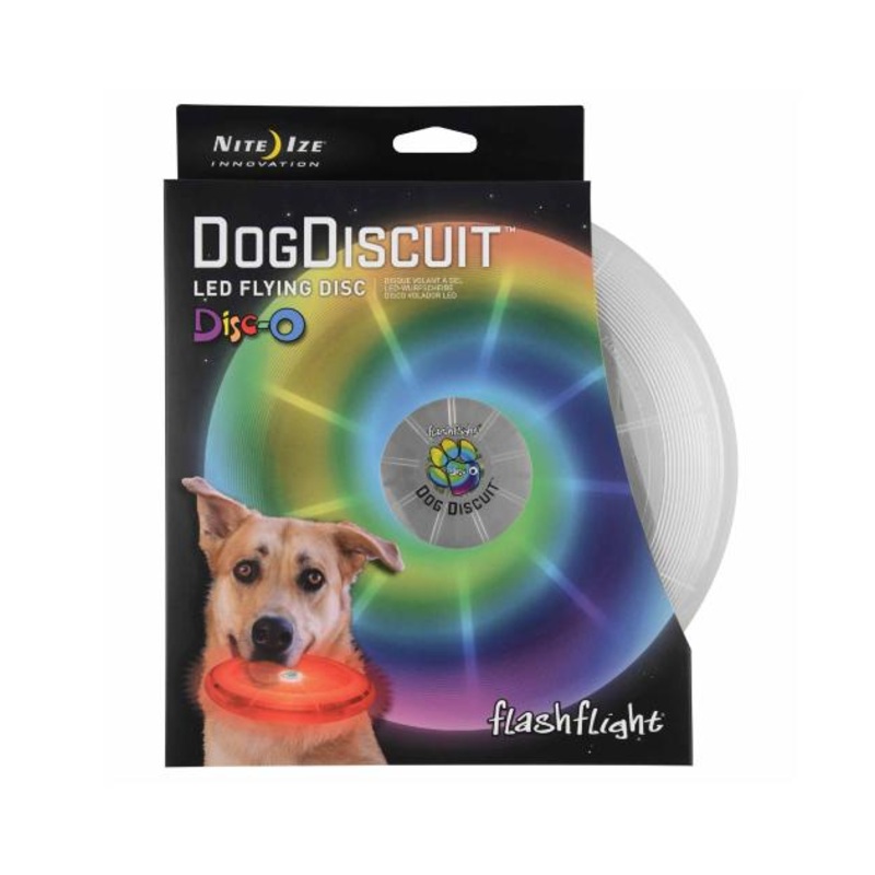 Nite Ize FlashFlight Dog Discuit Flying Disc Soft-Touch LED Frisbee Fetch Toy