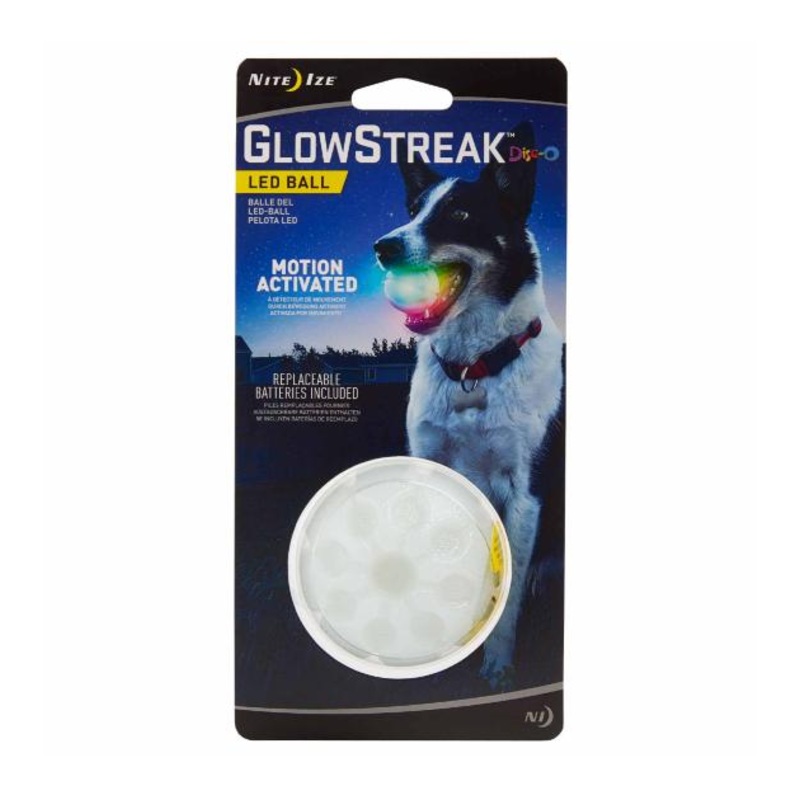 Nite Ize GlowStreak Waterproof Rubber Ball Motion-Activated LED Fetch Toy