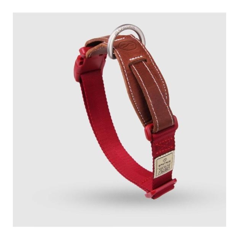 Sputnik Leather & Nylon (Red) Dog Collar
